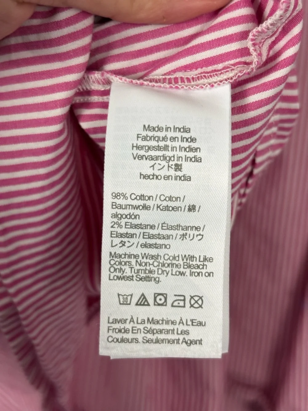 J. Crew Factory Pink Stripe Chambray Mini Shirt-Dress Size 10 - Picture 6 of 7